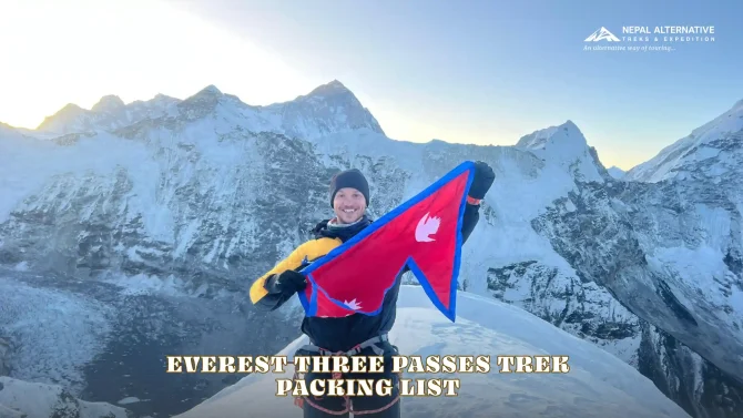 Client with Flag of Nepal in EBC