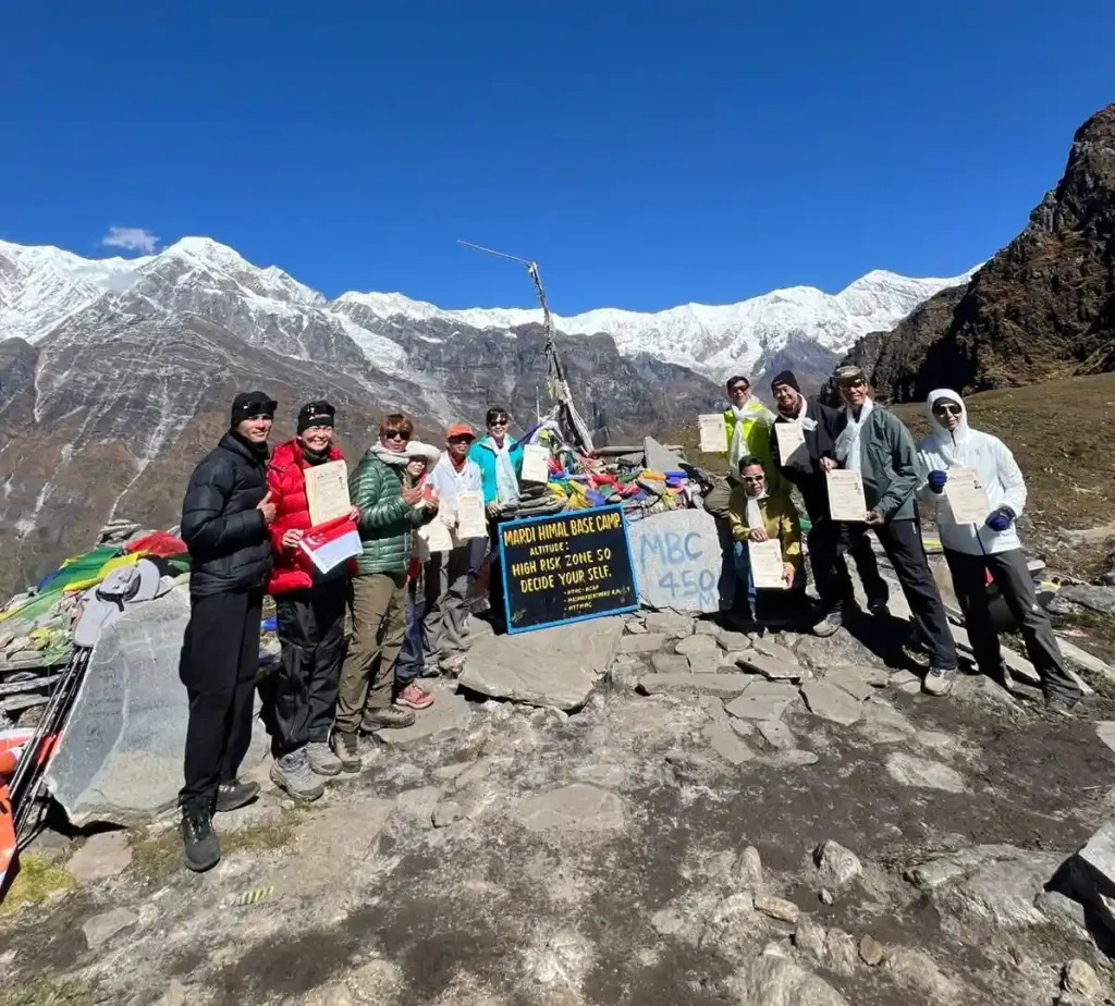 Group at Mardi Base Camp Mardi himal base camp